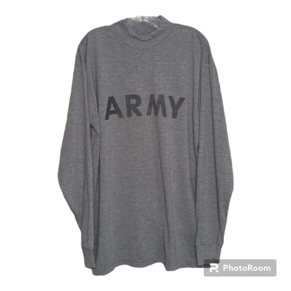 US Army Shirt Men's Lg Improved Physical Fitness Uniform IPFU Gray Mockneck Work - Picture 1 of 13